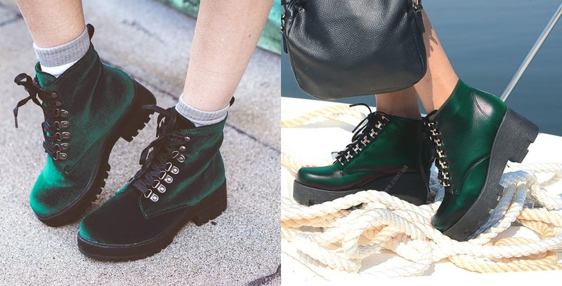 Stylish emerald color boots