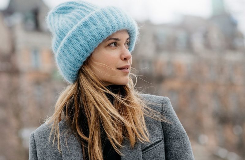 Blue knitted hat