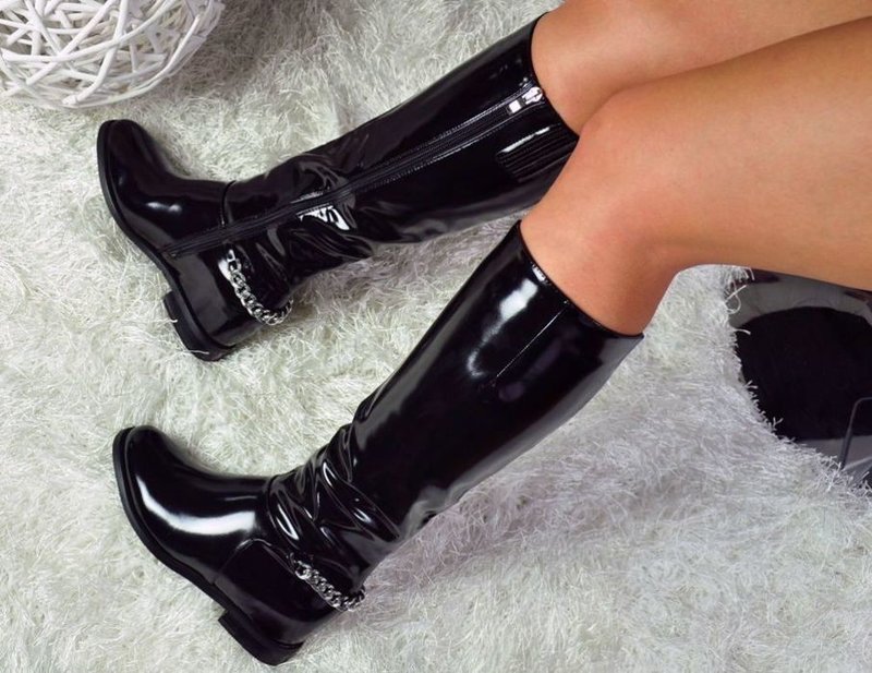 Patent leather fall winter boots