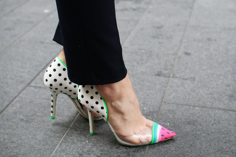 Bright shoes with transparent sides