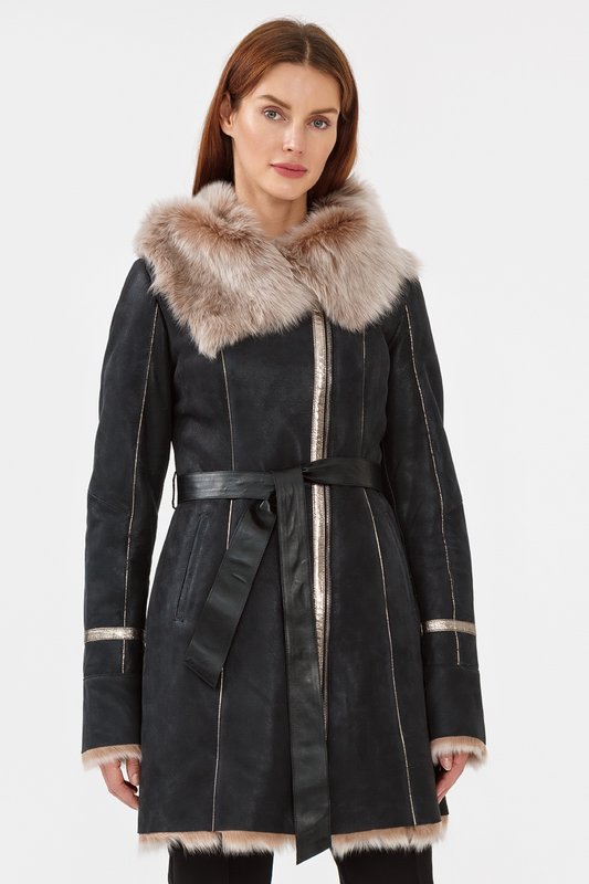 Shearling jacket with combination fur