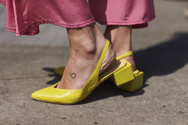 Yellow low heel shoes