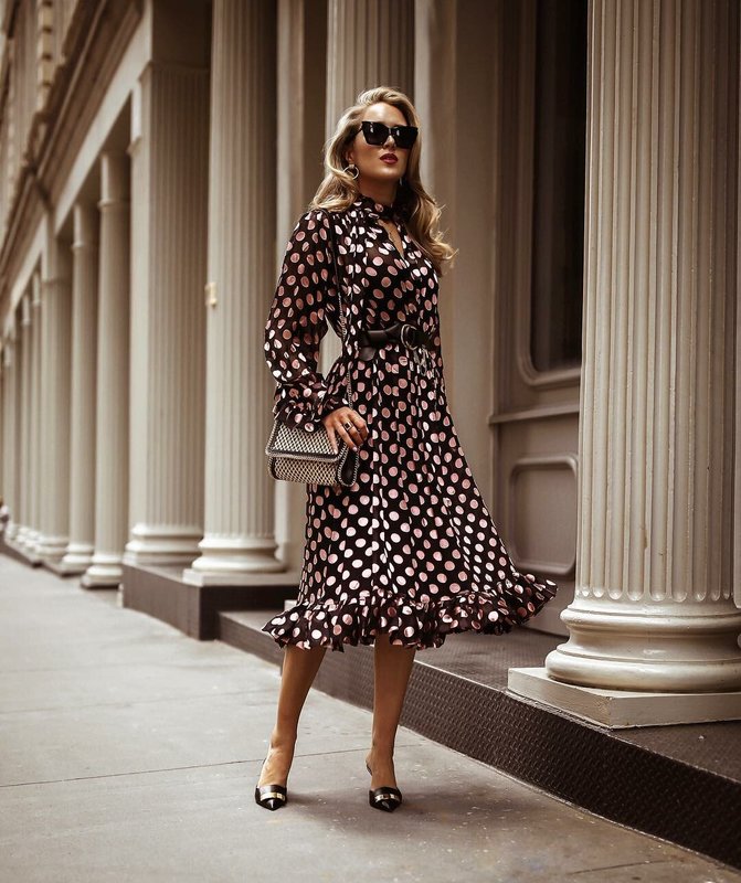 Polka dot autumn dress