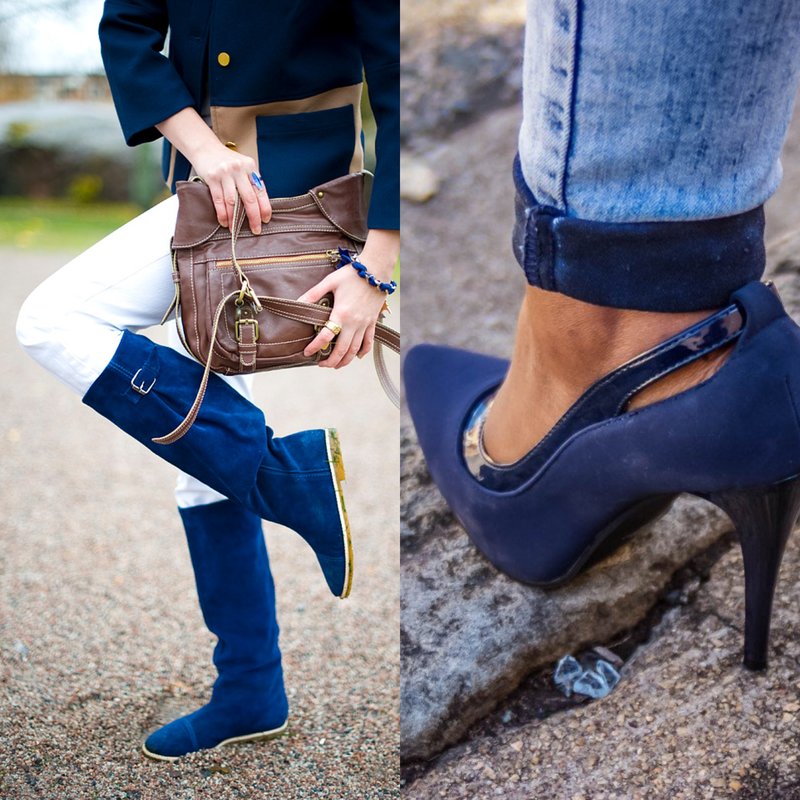 Stylish shoes in trendy blue