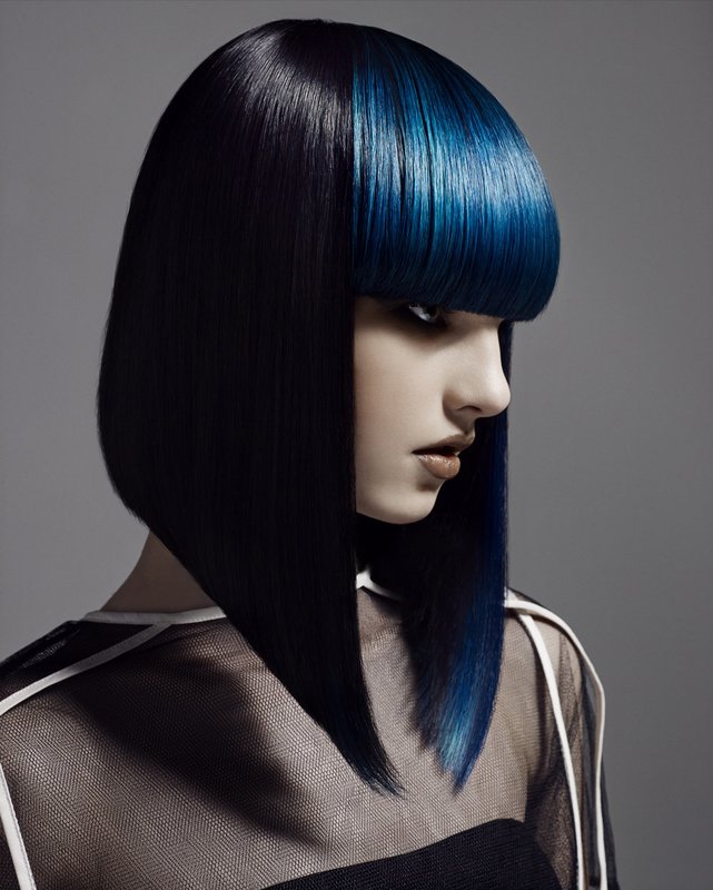 Girl with elongated caret and interesting coloring on bangs