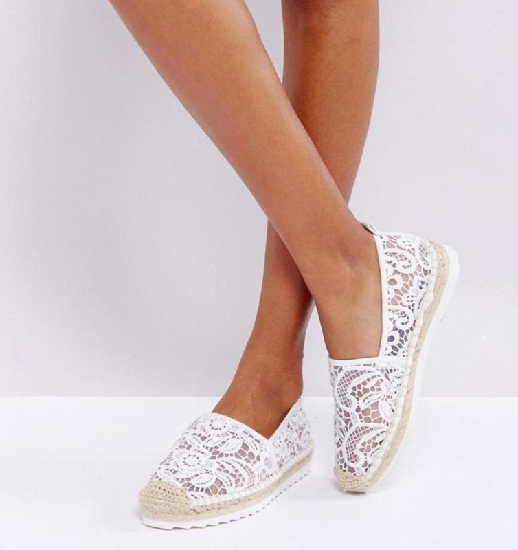 Girl in lace espadrilles