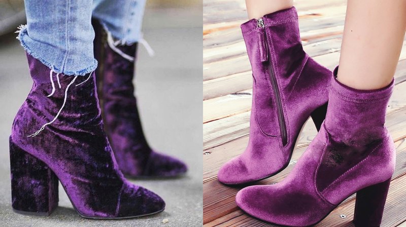 Autumn ankle boots in trendy purple hue