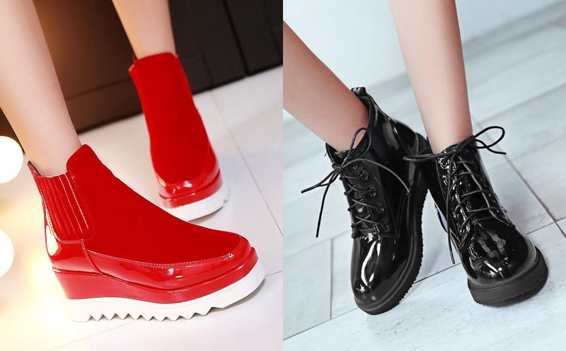 Models of patent leather shoes