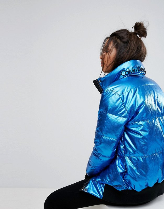 Blue neon down jacket