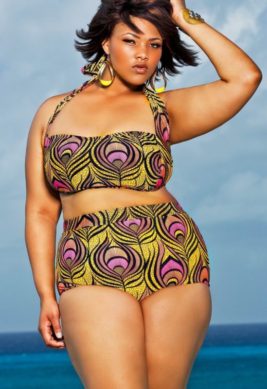 A bold swimsuit for a plump woman