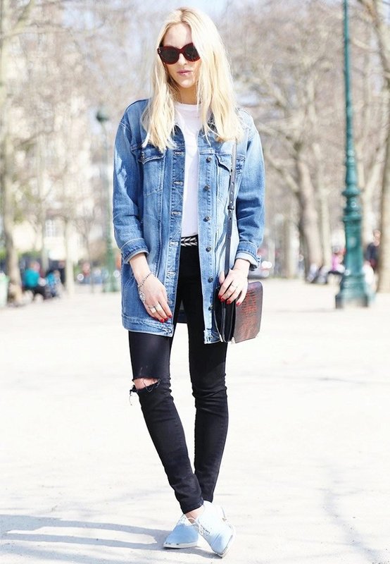 Extra long denim jacket