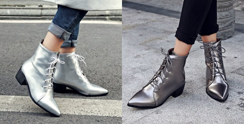 Models of stylish shoes with a pointed toe