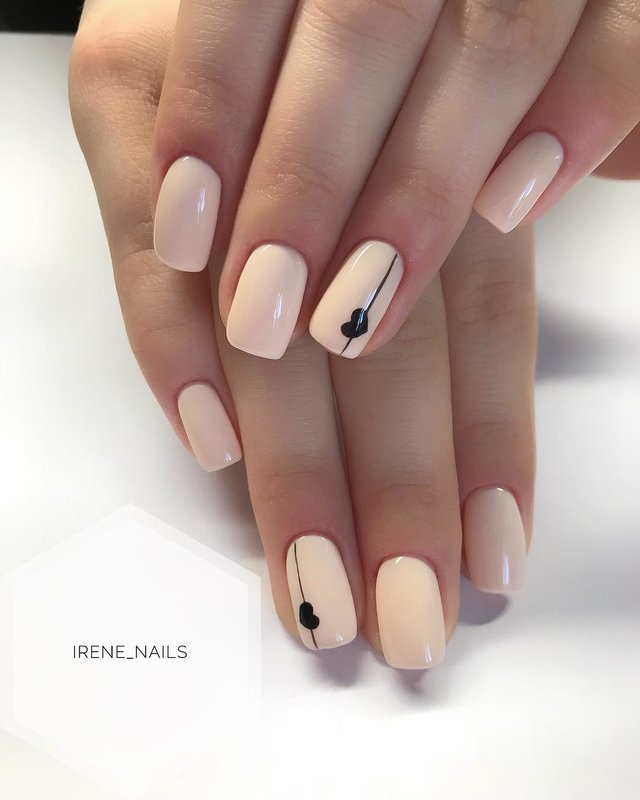 Nude nails and heart and strip