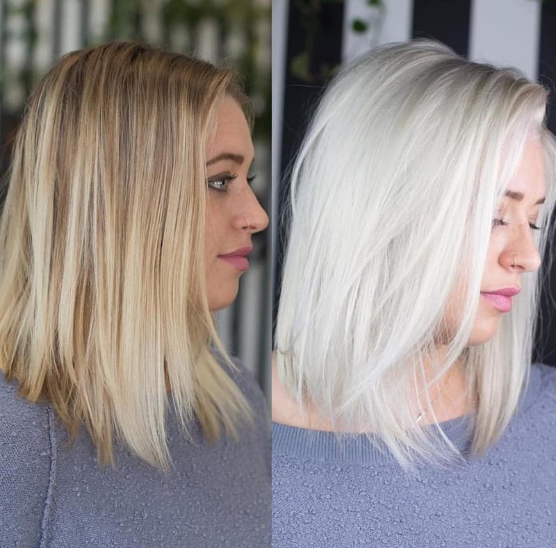 Hair before and after lightening