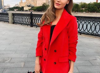 Christina Asmus in a red jacket