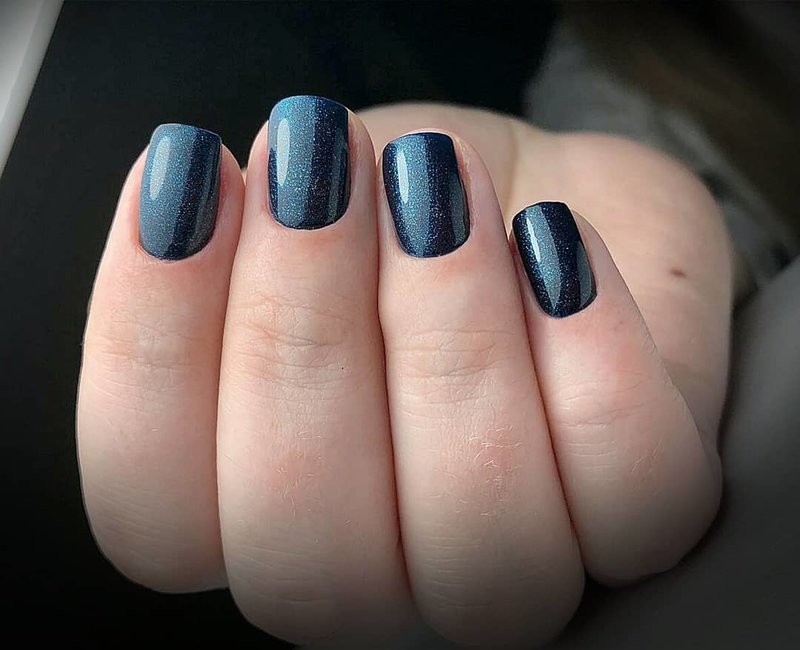 Navy blue sequin nails