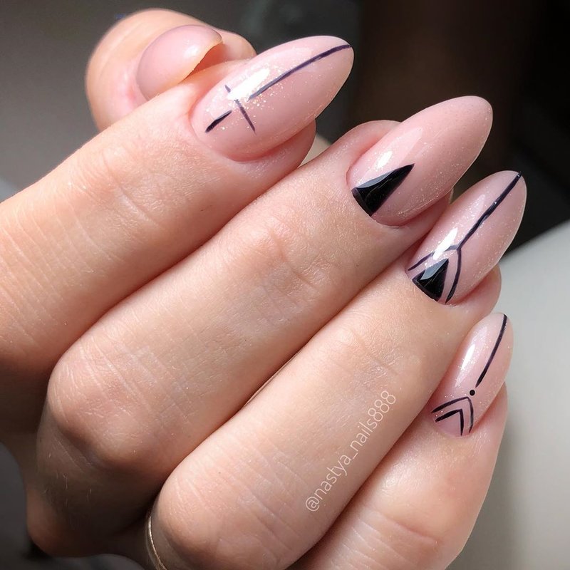 Geometry on nude manicure