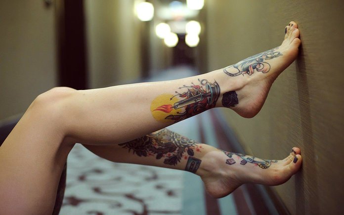 Women's leg tattoos