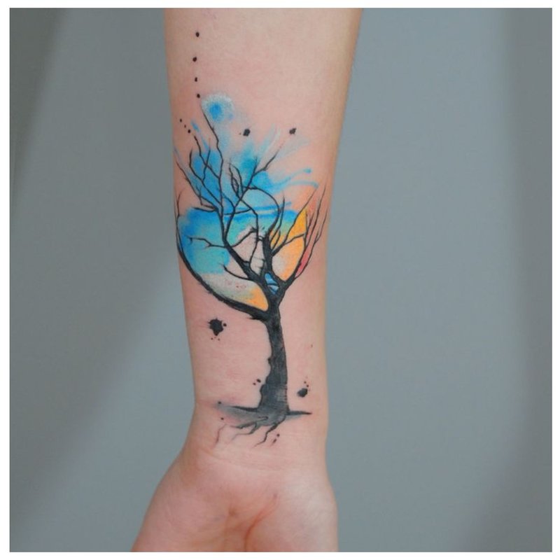 Watercolor tree tattoo