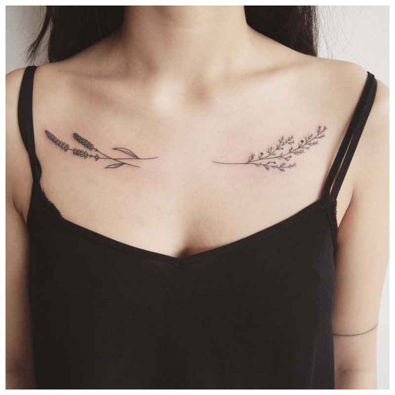 Clavicle tattoo on both sides