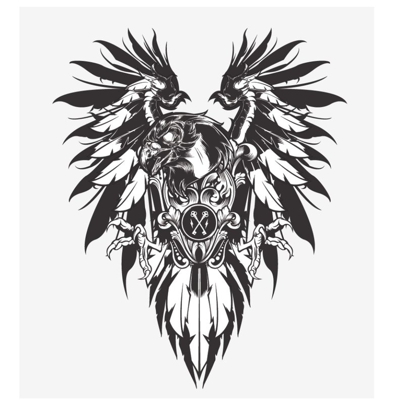 Sketch of a raven tattoo