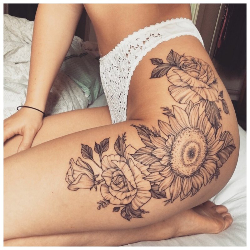 Sunflower on the thigh