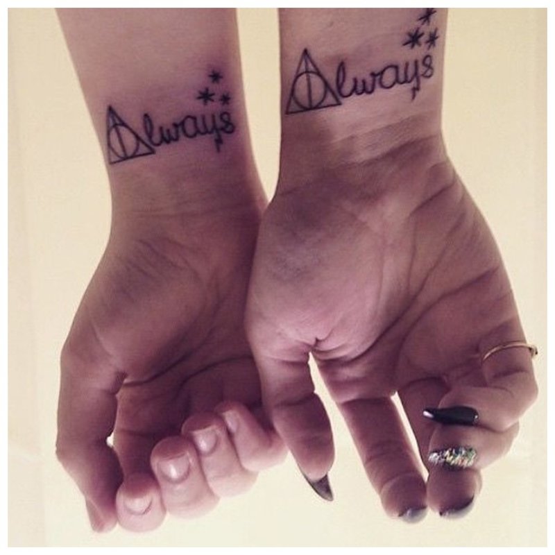 Tattoo for a couple on the wrist