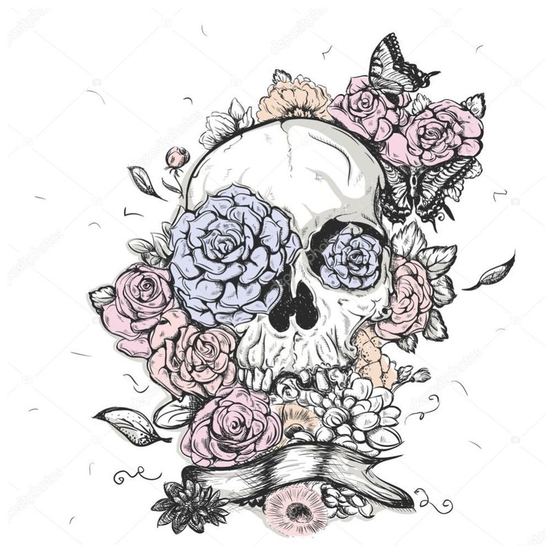 Original skull - sketch for tattoo