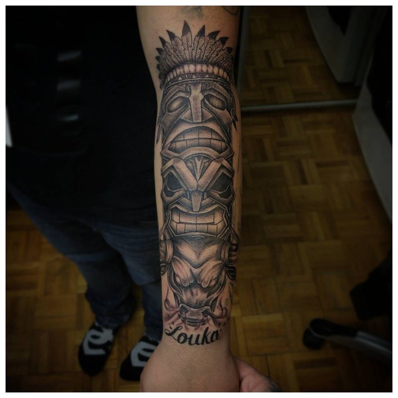 Large tattoo on the arm of a man