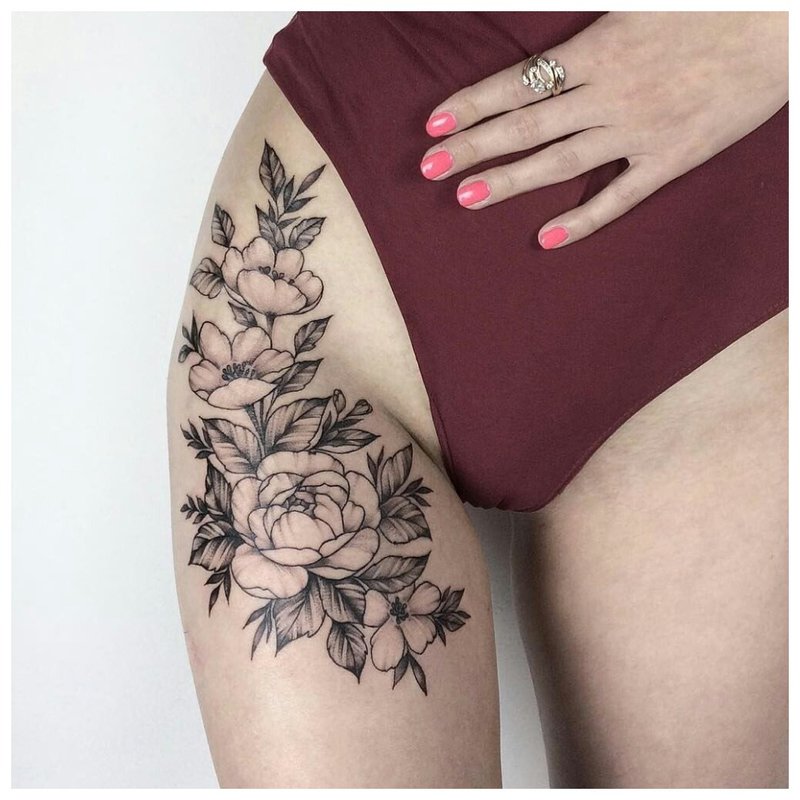 Tattoo on the inner thigh