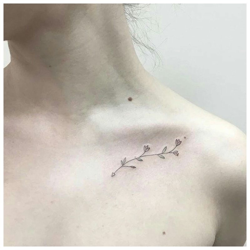 Tender clavicle twig tattoo