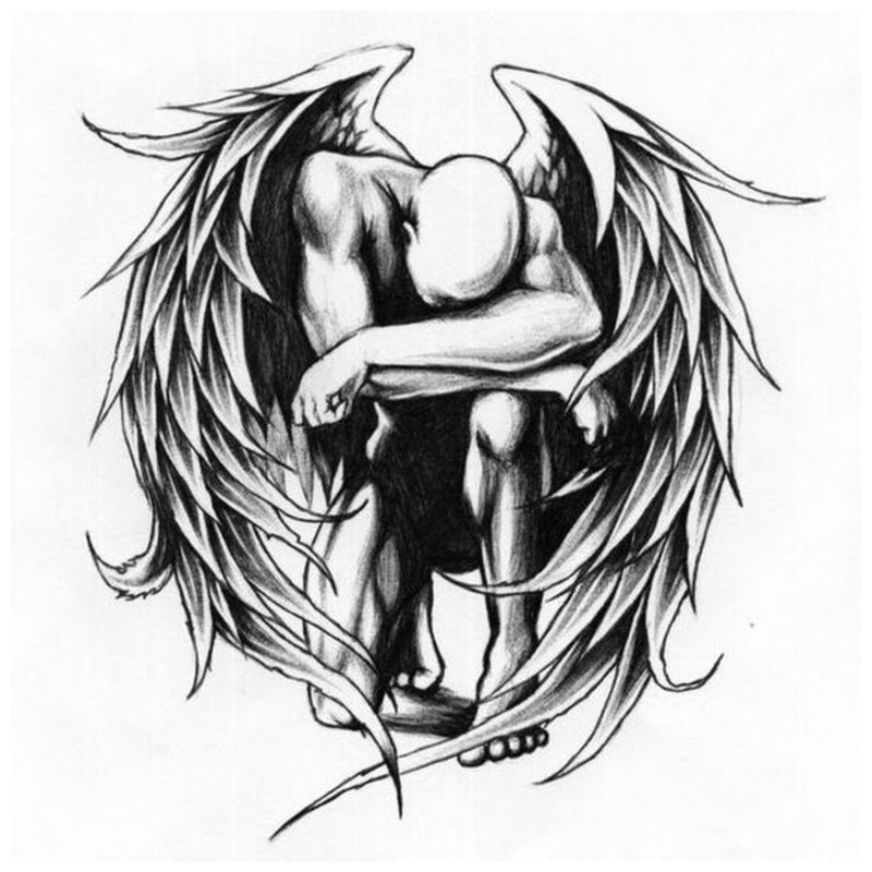 Fallen angel - sketch for tattoo