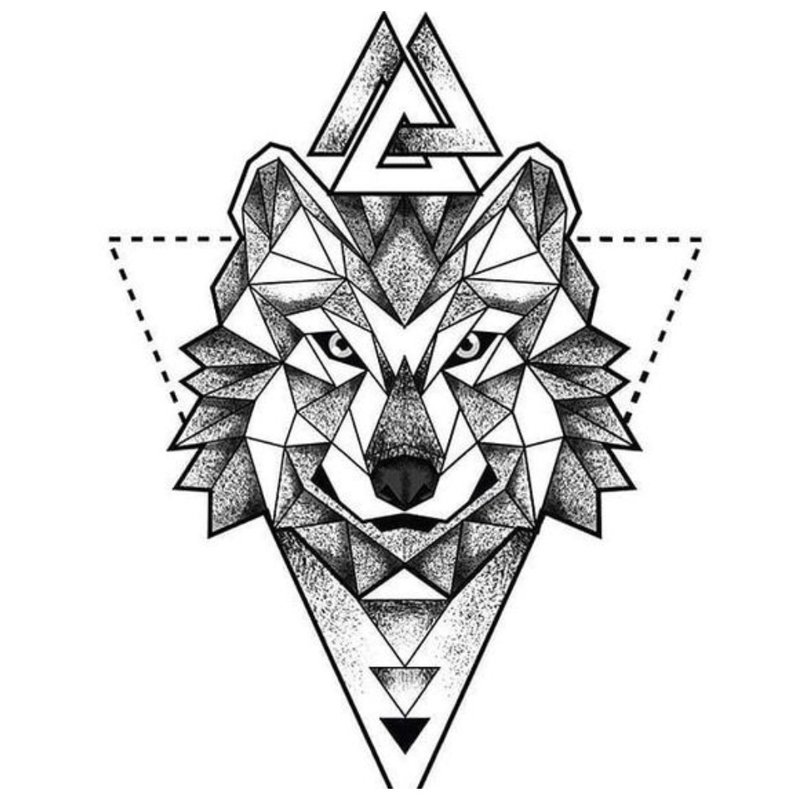 Symbolic sketch of a wolf for a tattoo