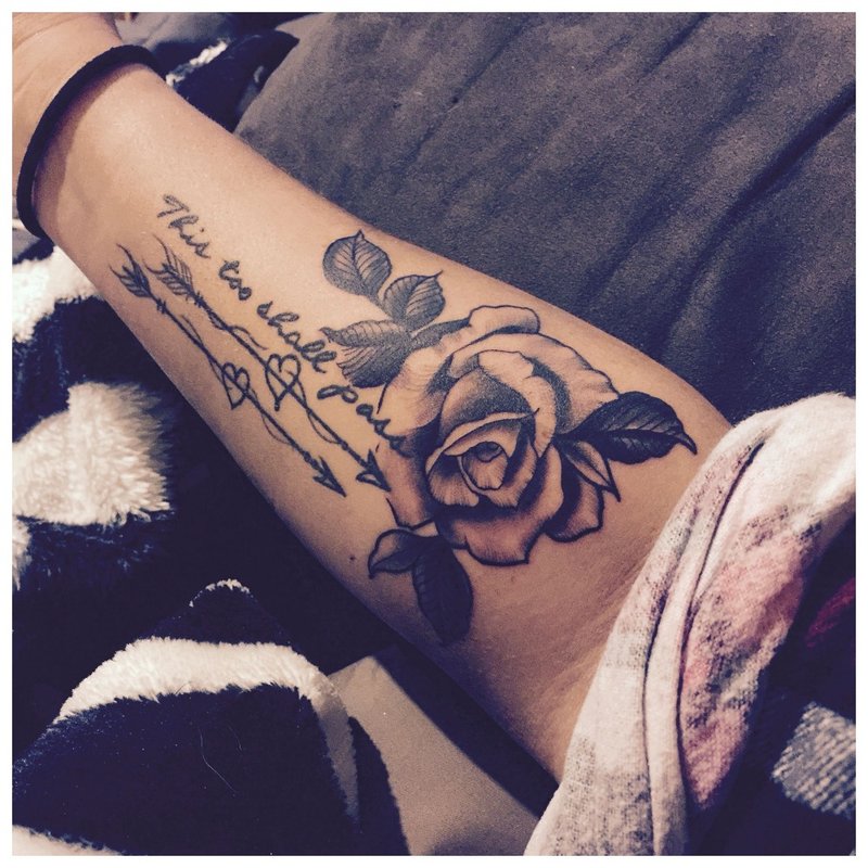 Female full arm tattoo