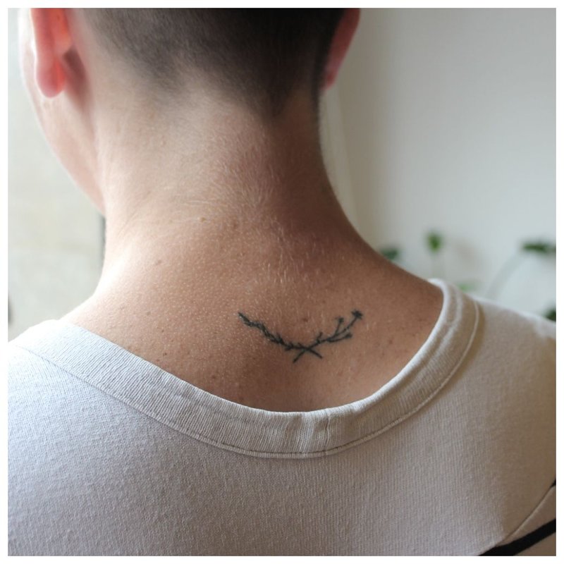 Minimalism Tattoo On The Neck