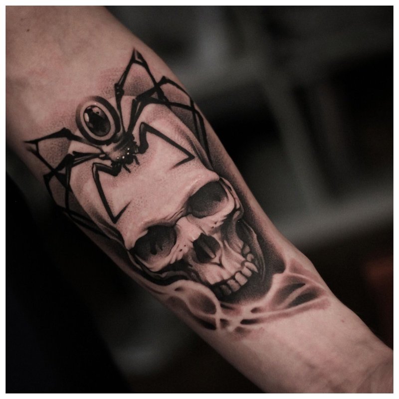 Skull - tattoo on a man’s arm