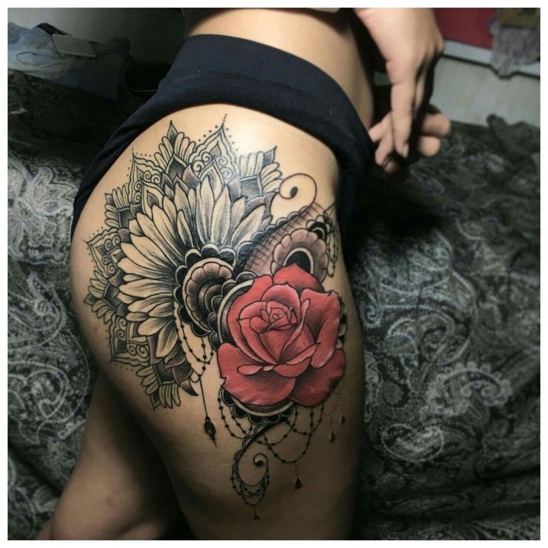 Original flower - hip tattoo