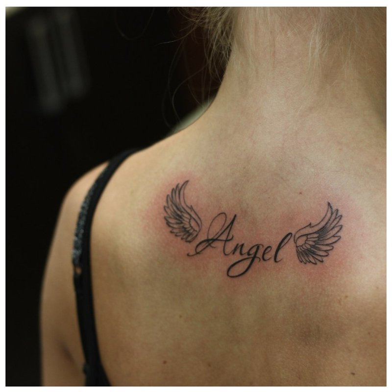 Lettering Angel with wings.