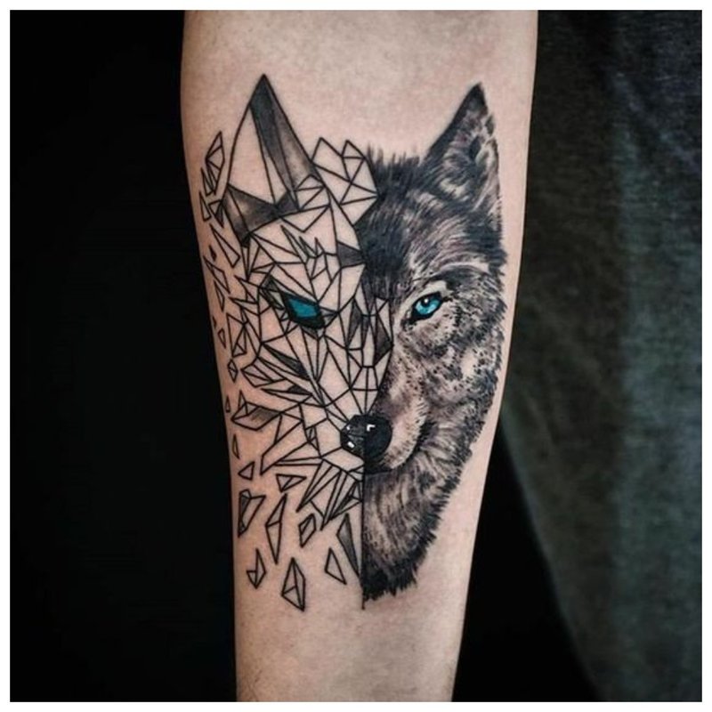 Wolf Tattoo in mixed style