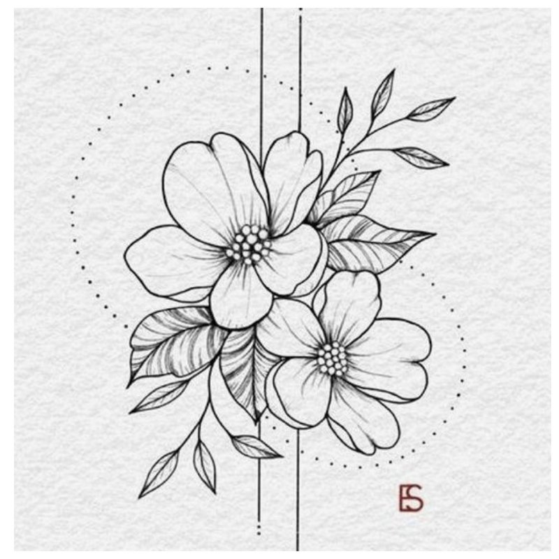 Beautiful flower sketch for tattoo