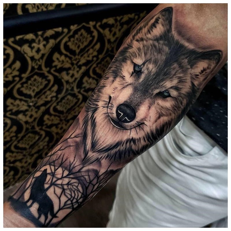 Wolf tattoo on a man’s hand