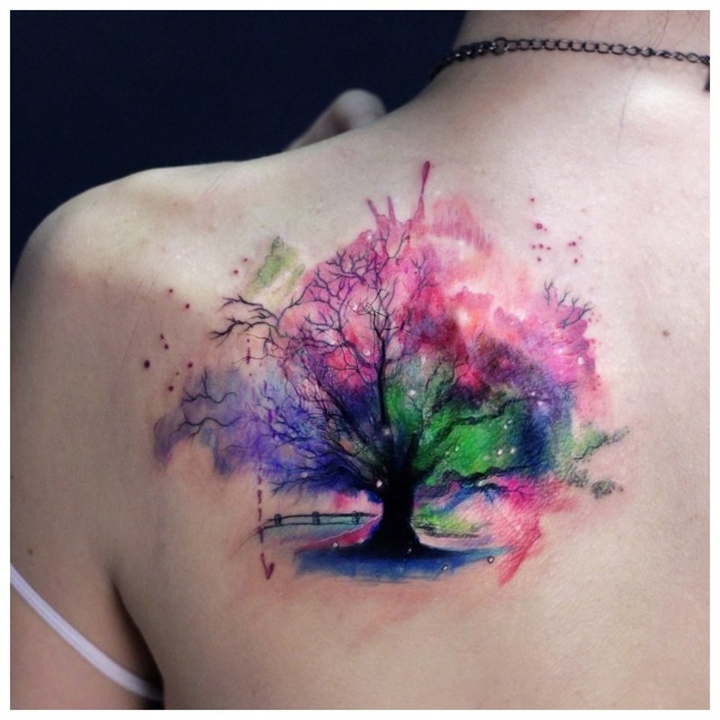 Watercolor tree tattoo