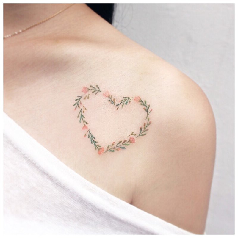 Heart Clavicle Tattoo