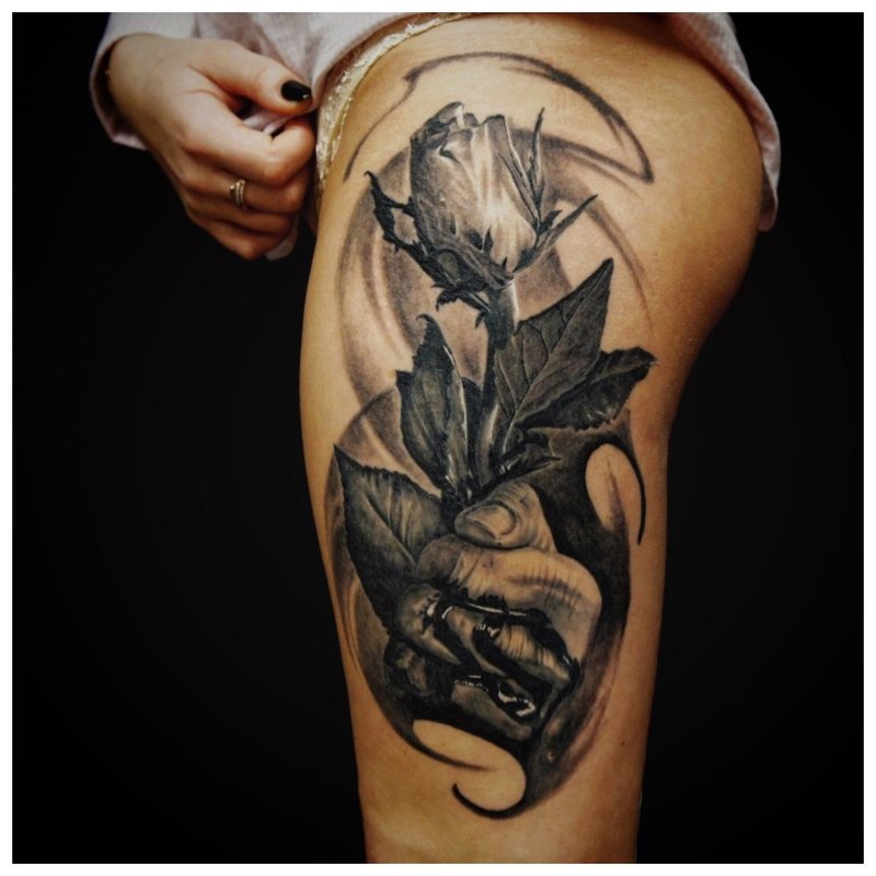 Rose hand tattoo