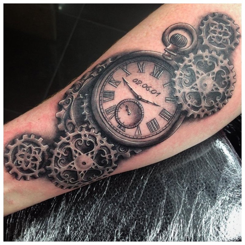 Steampunk tattoo on the arm