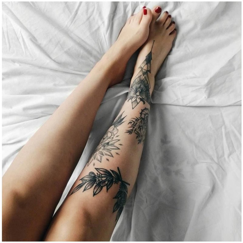 Leg tattoos