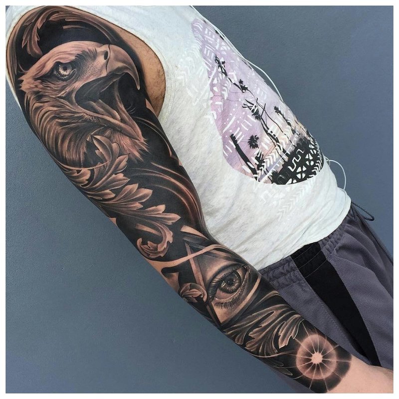 Tattoo on the whole arm of a man