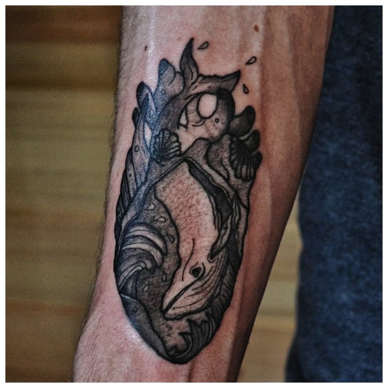 Unusual tattoo on a man's forearm