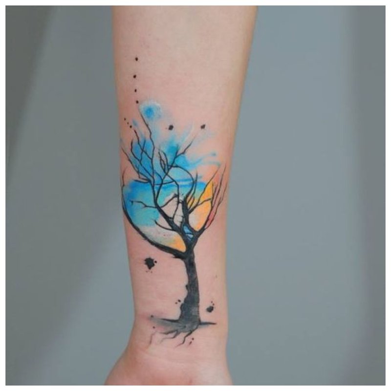 Bright tree - tattoo on the wrist