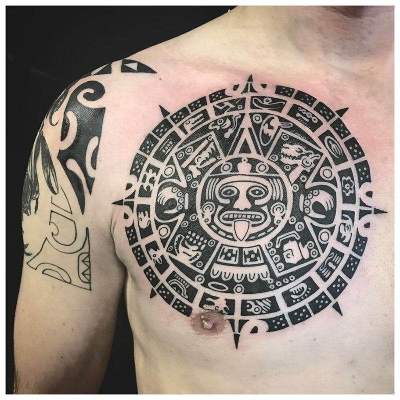 Mayan Tattoo on the chest